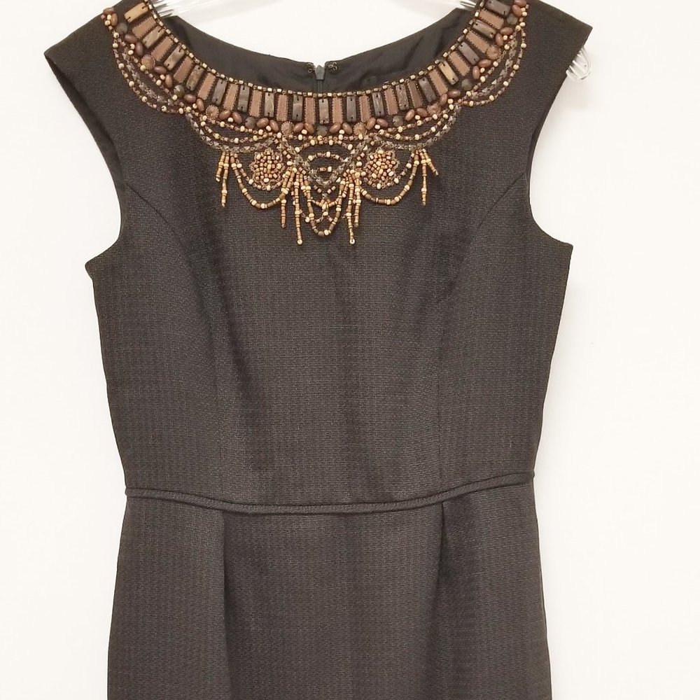 Brown Sleeveless Dress with Beading